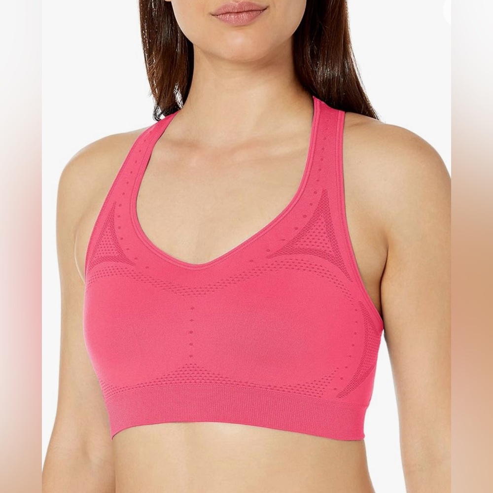 Activewear Hanes Seamless Racerback Sports Bra. Bright Pink Color.
